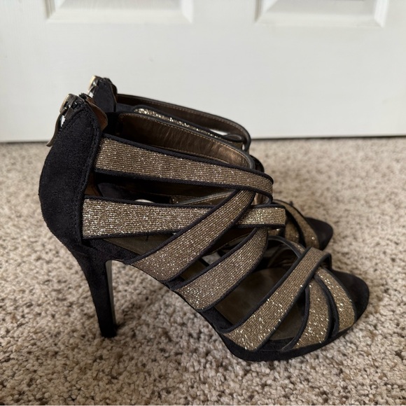 LOFT Shoes - Elegant Black and Gold Strappy Heels